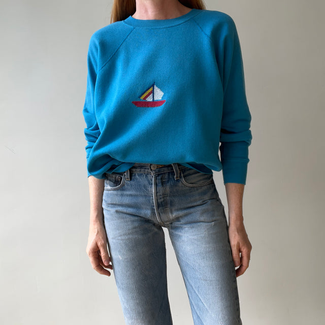 1980s Embroidered Sailboat Sweatshirt