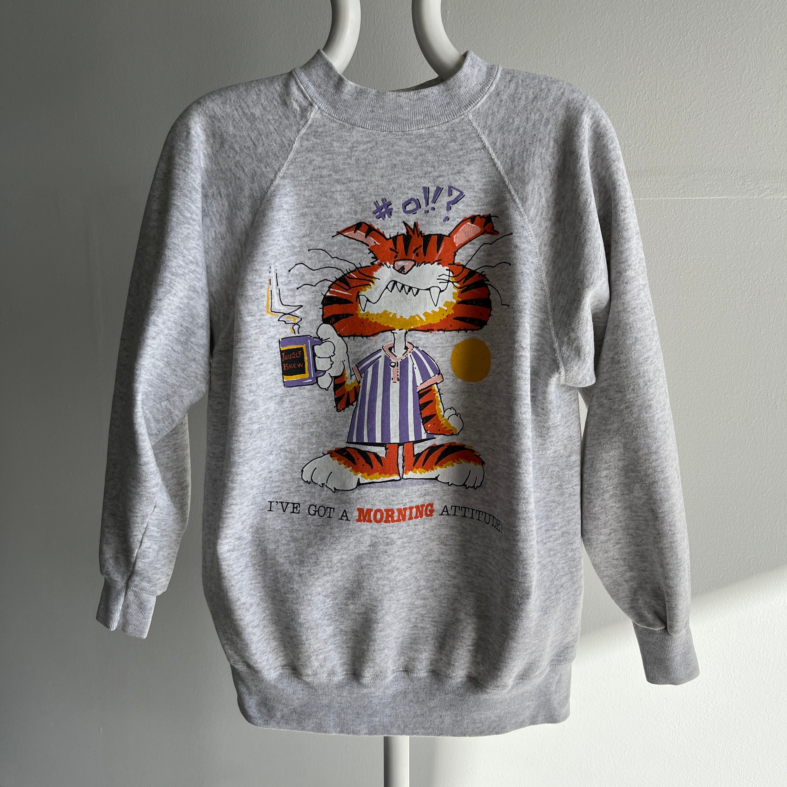 1980s I've Got A Morning Attitude Cat Sweatshirt