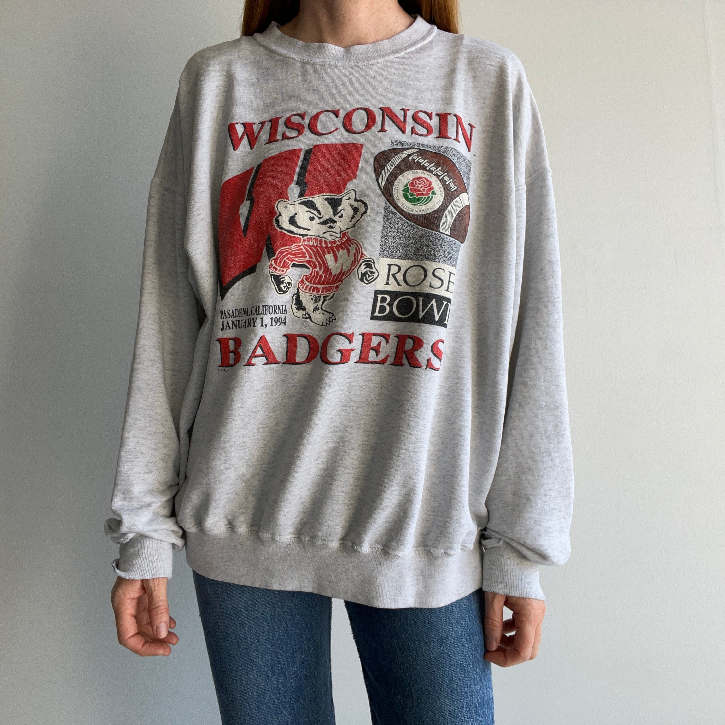 1994 Rose Bowl Wisconsin Badgers Ultra Thin and Tattered Sweatshirt