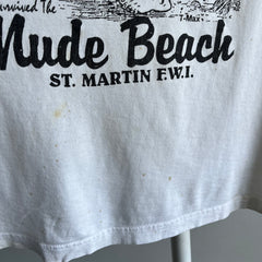 1980s Nude Beach St. Martin Inappropriate and Stained T-Shirt