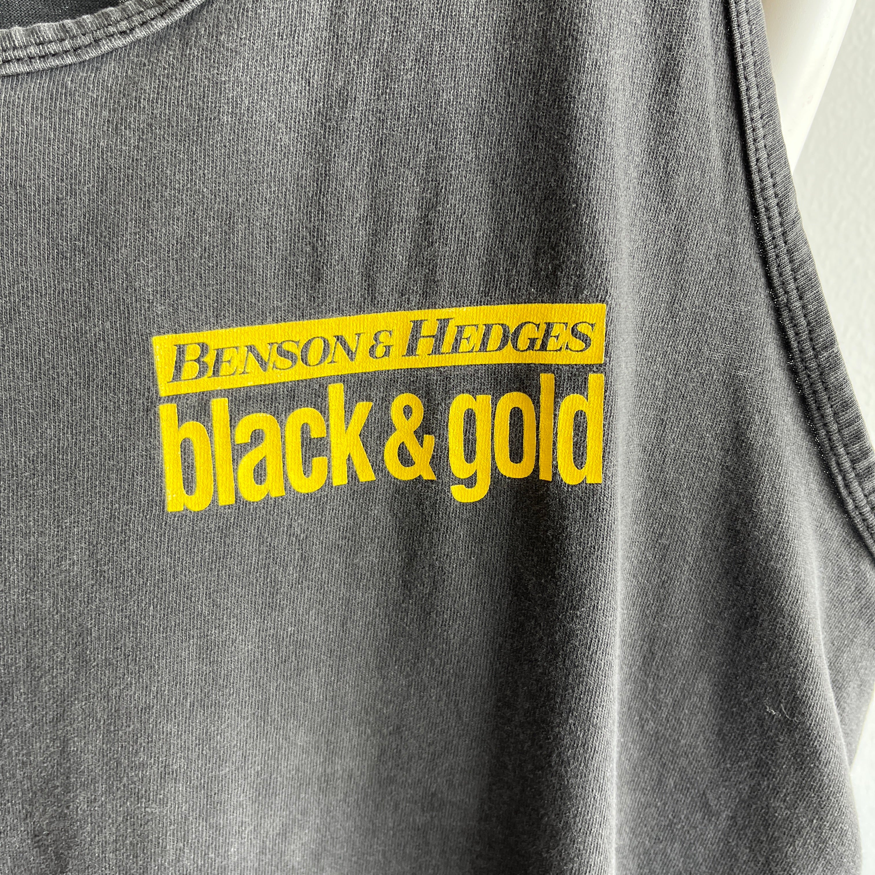 1980s Benson & Hedges Black & Gold Tank Top - There's a backside