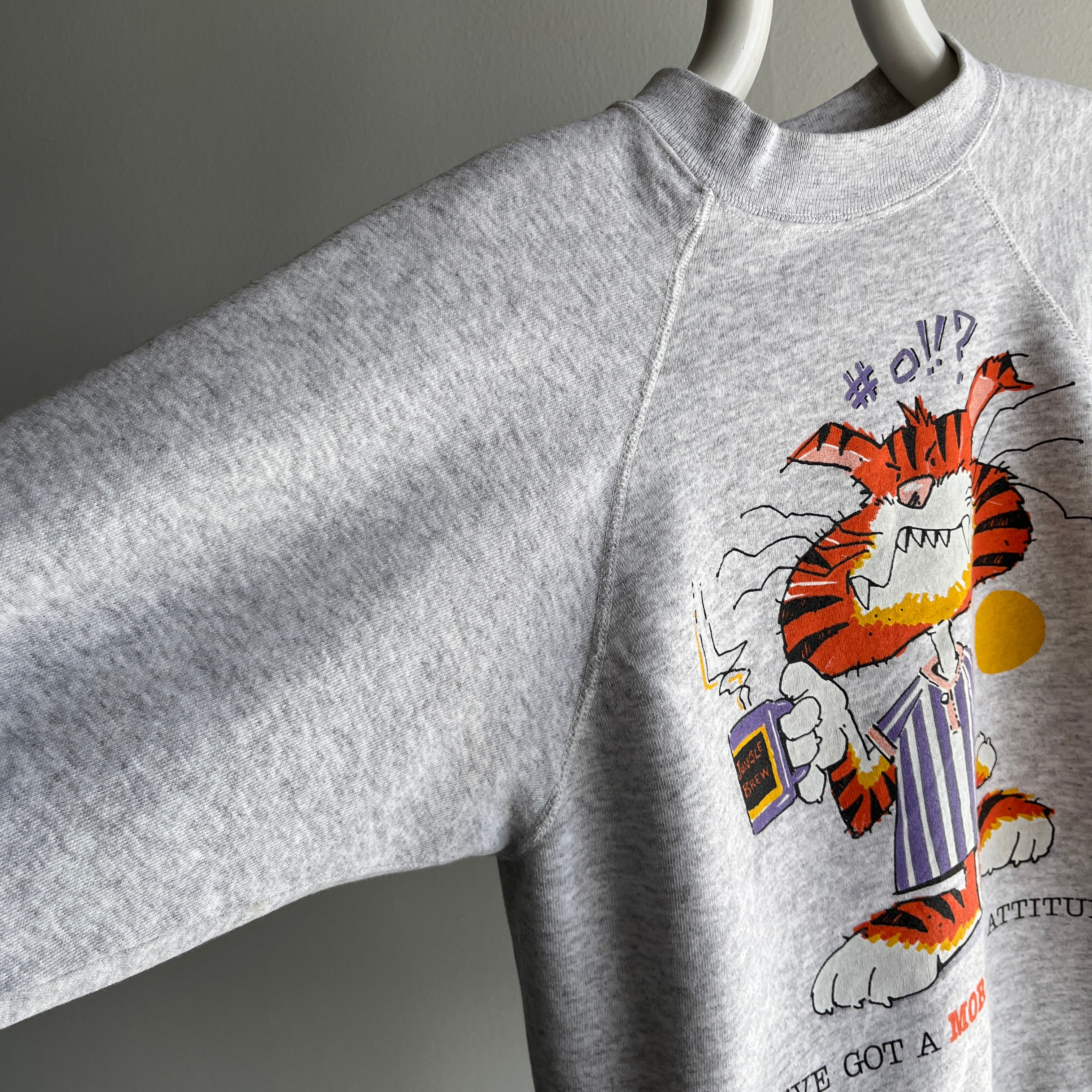 1980s I've Got A Morning Attitude Cat Sweatshirt