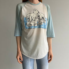 1970/80s Polar Bear Kakabeka Falls, Ontario Canada Aged Baseball T-Shirt