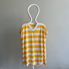 1980s Yellow and White Striped T-Shirt Dress?