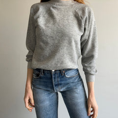 1970s Blank Gray Raglan with DIY Hemline Cut