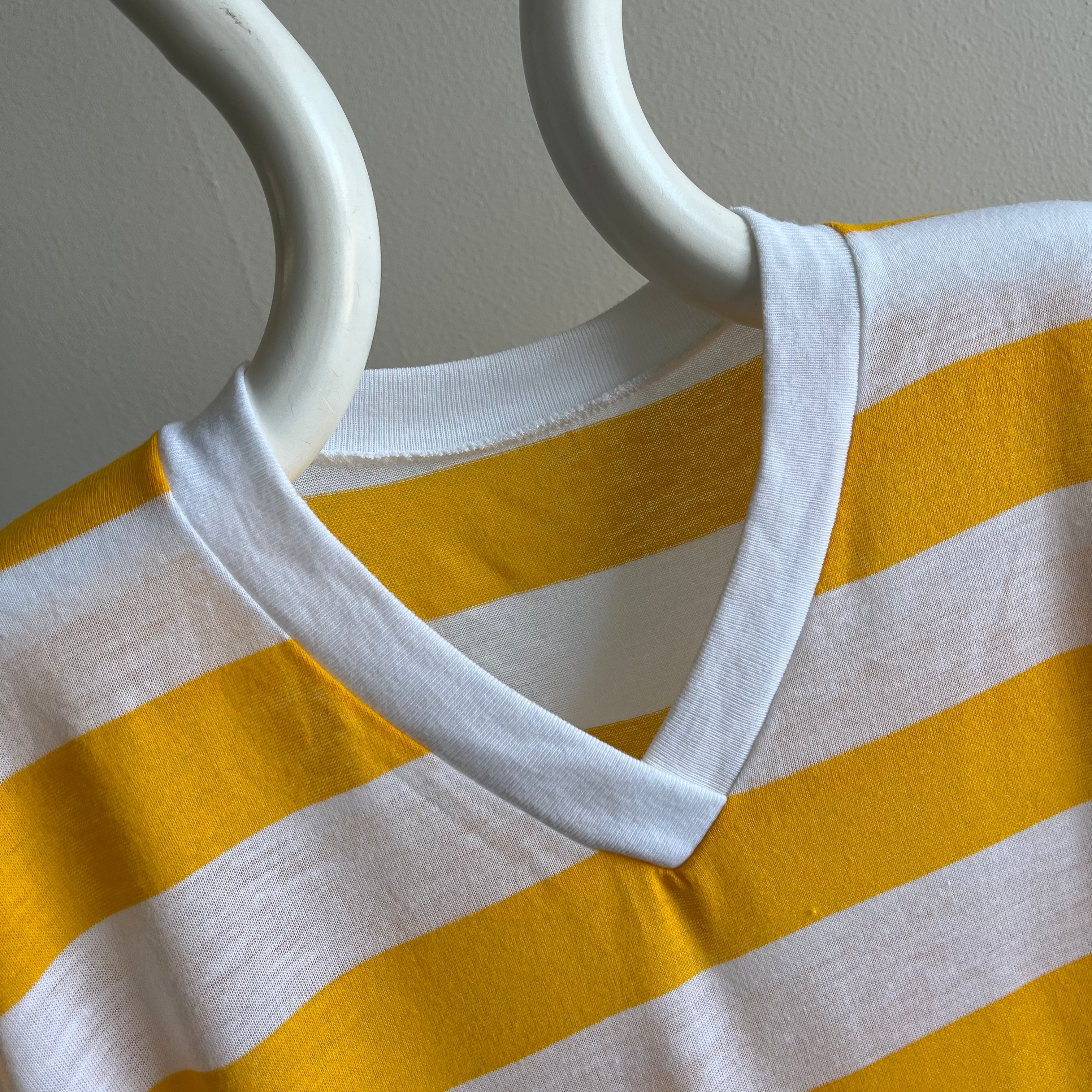 1980s Yellow and White Striped T-Shirt Dress?