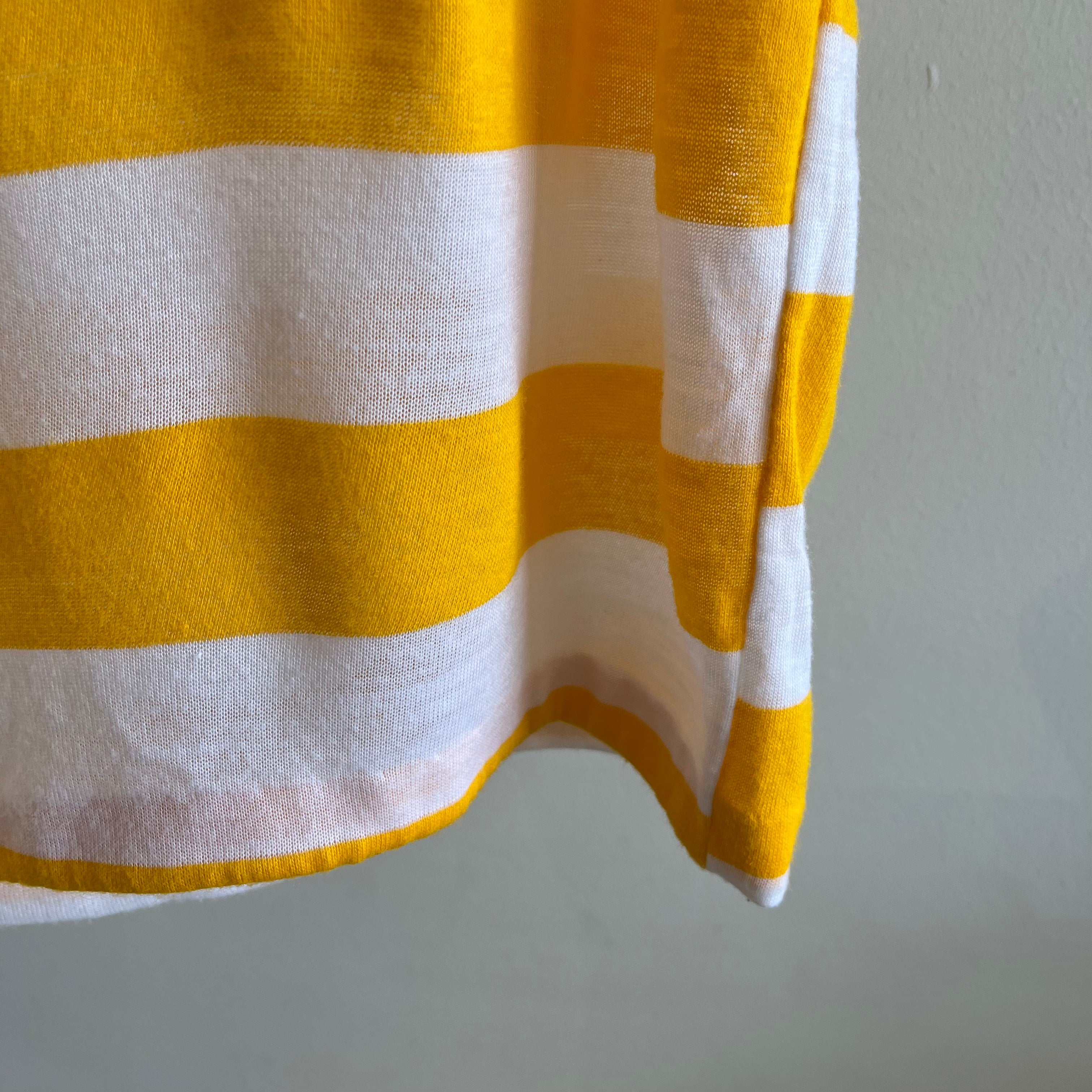 1980s Yellow and White Striped T-Shirt Dress?