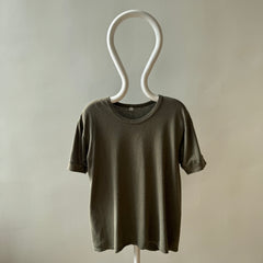 1980s Euro Military Cotton T-Shirt - Faded Army Green