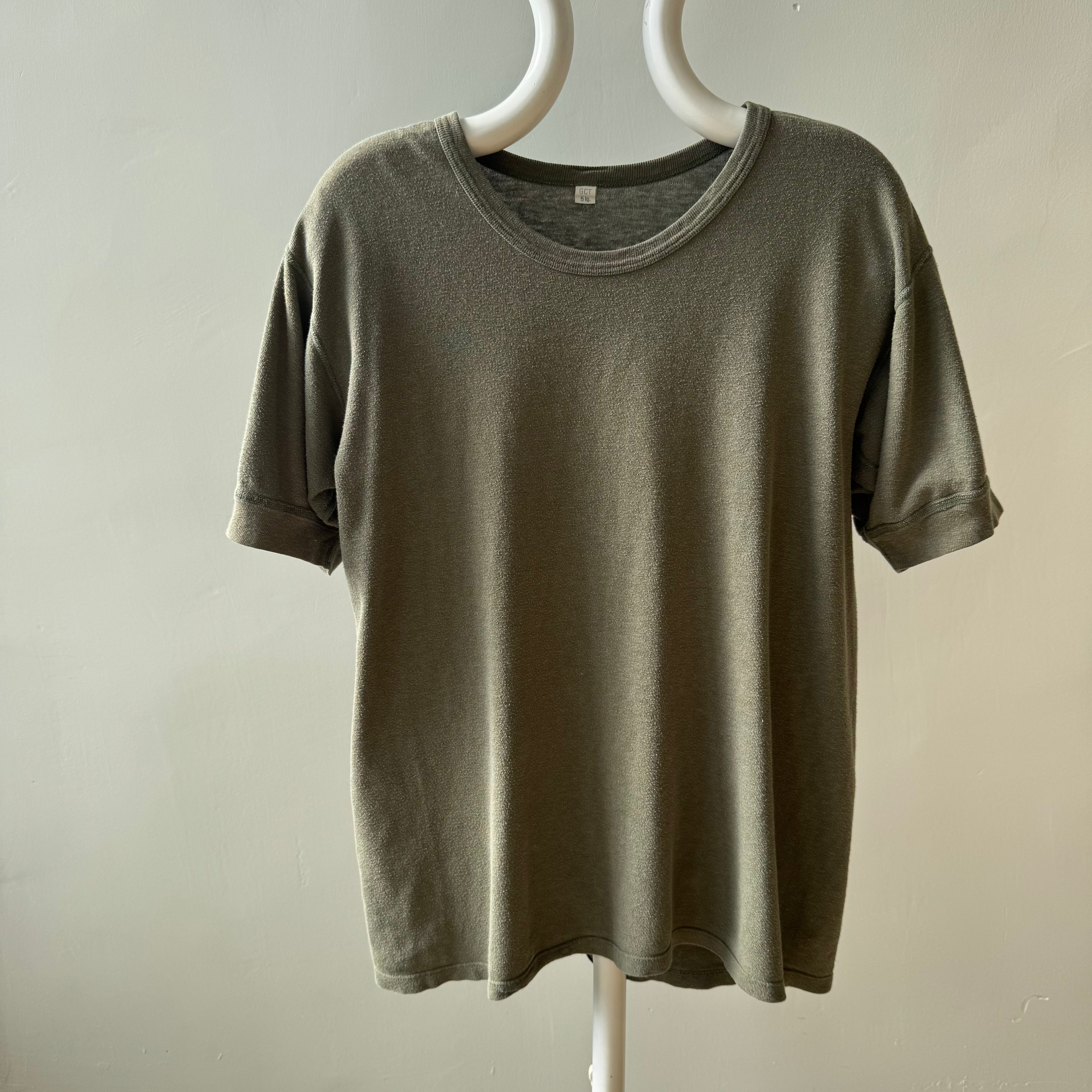 1980s Euro Military Cotton T-Shirt - Faded Army Green