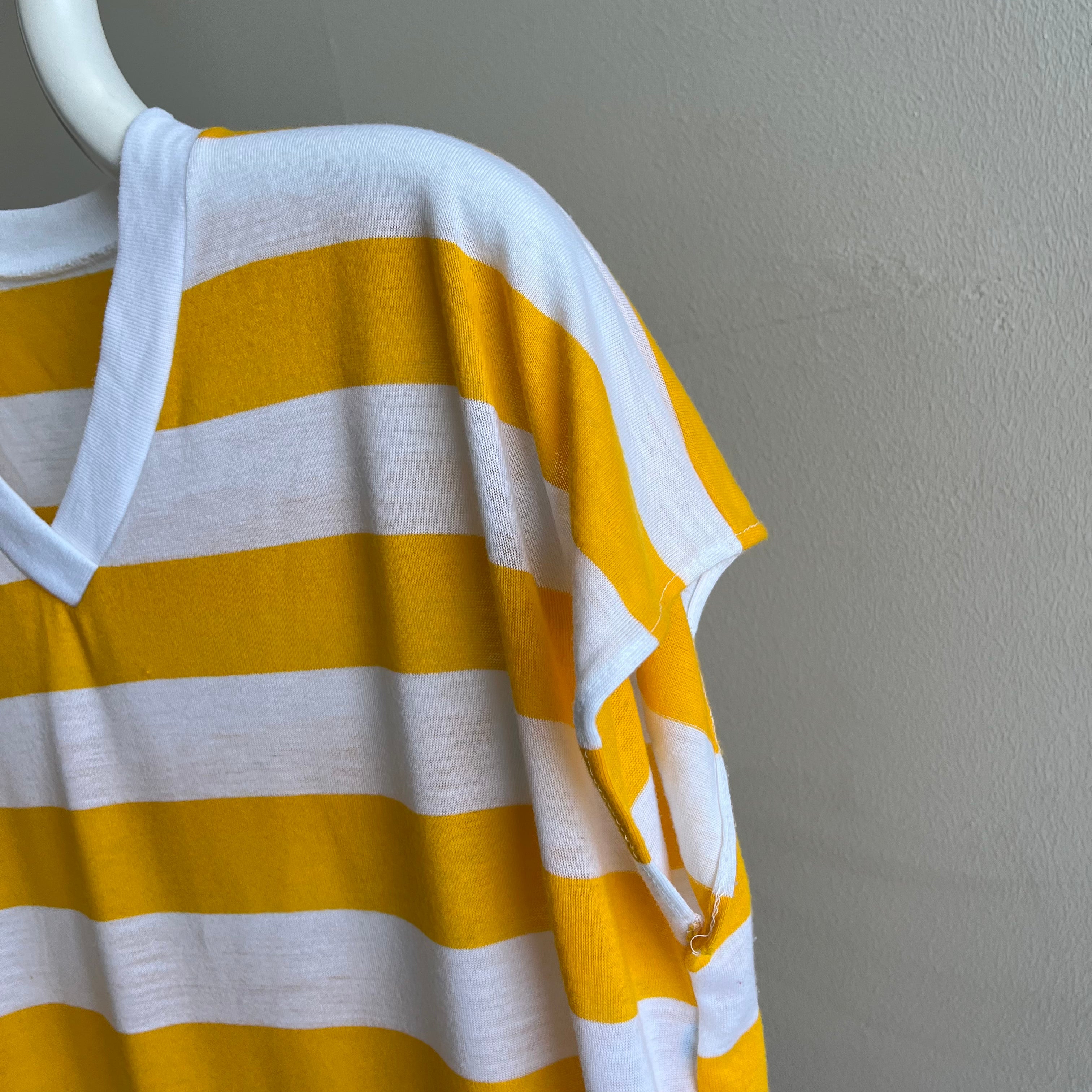 1980s Yellow and White Striped T-Shirt Dress?