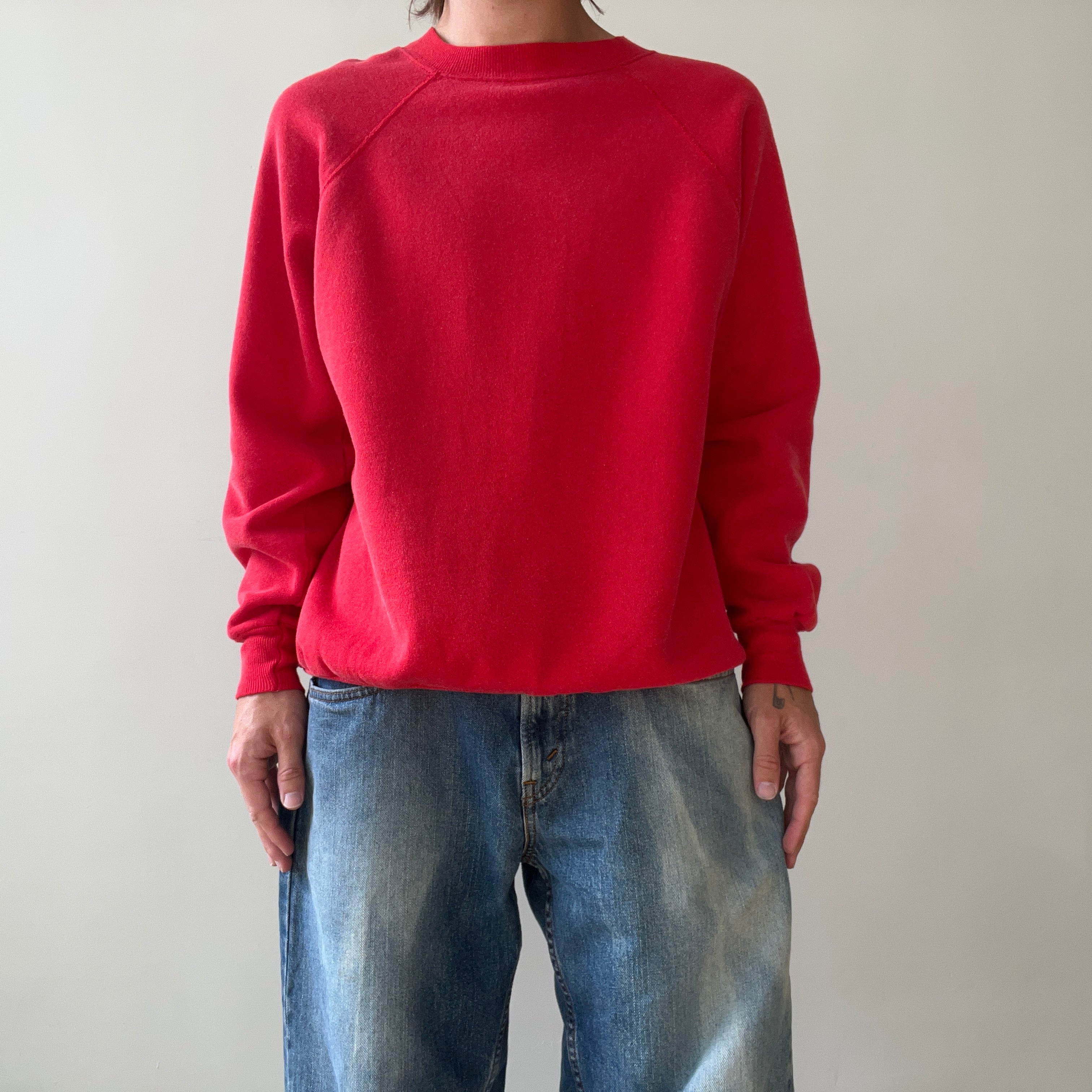 1980s Blank Red Raglan Sweatshirt