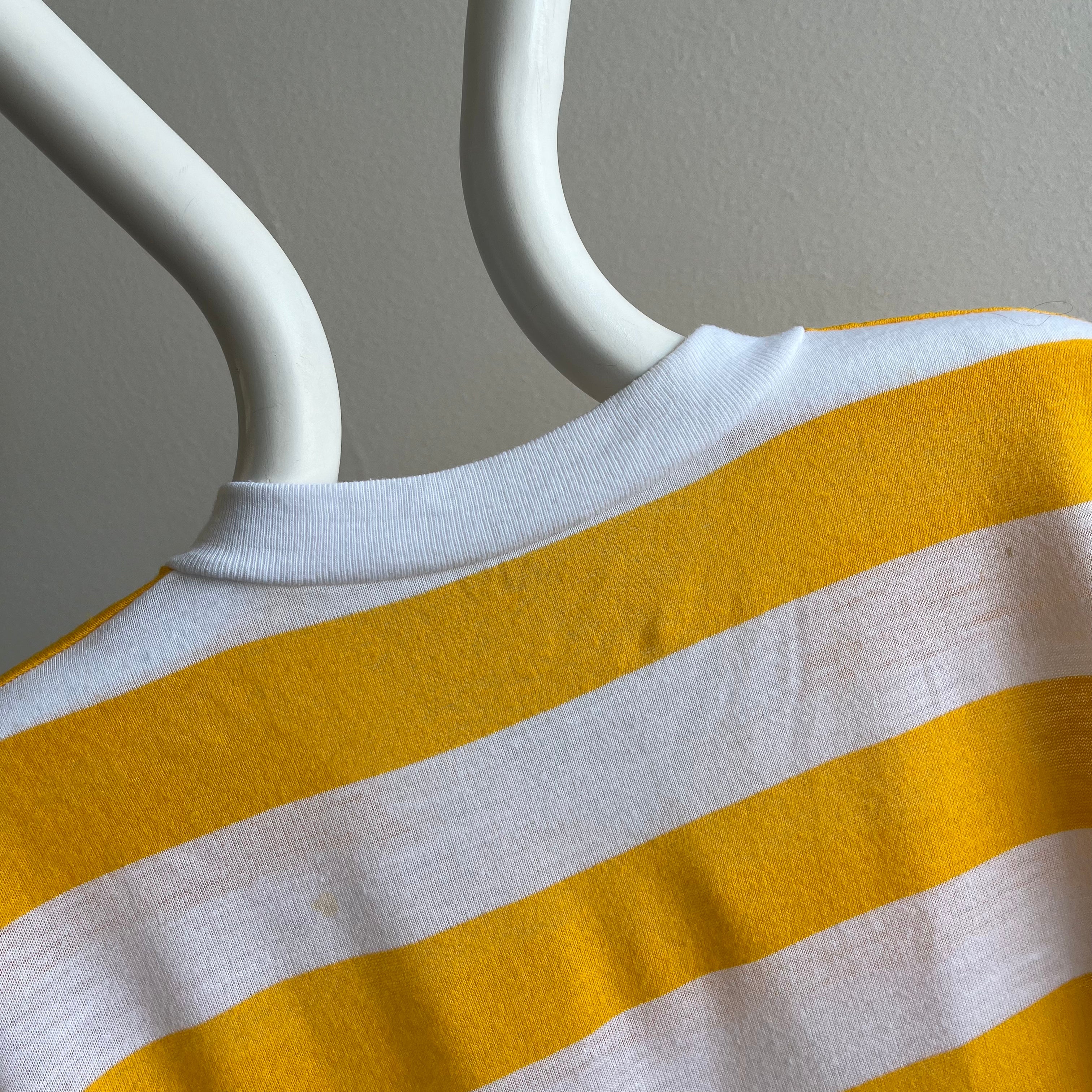 1980s Yellow and White Striped T-Shirt Dress?