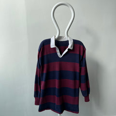 1980s Navy and Maroon Awesome Rugby Shirt - Slim Long Fit