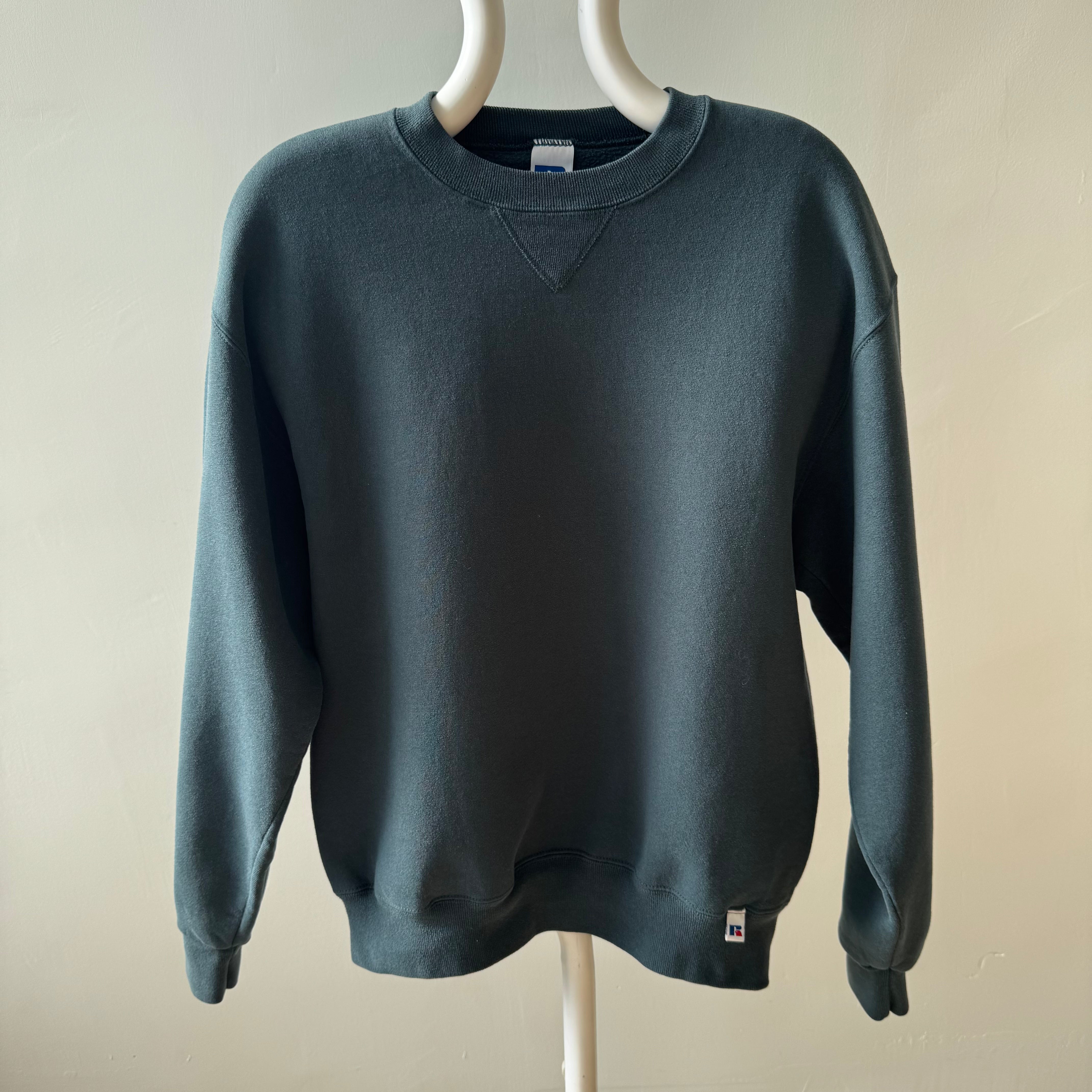 1990s Jade Dusty Blue Green Sweatshirt by Russell