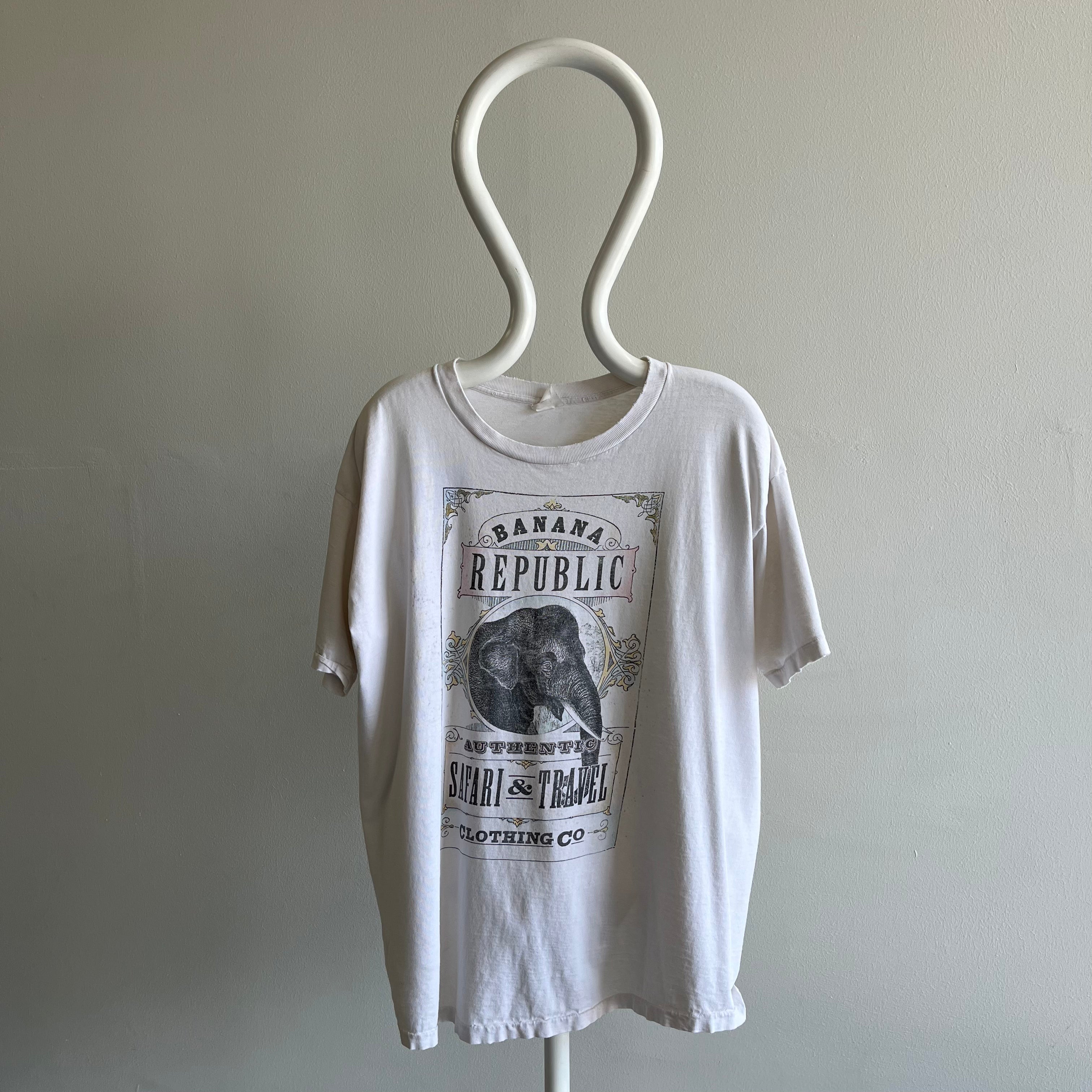 1982 or Earlier Banana Republic Safari and Travel Clothing Co - Tattered T-Shirt