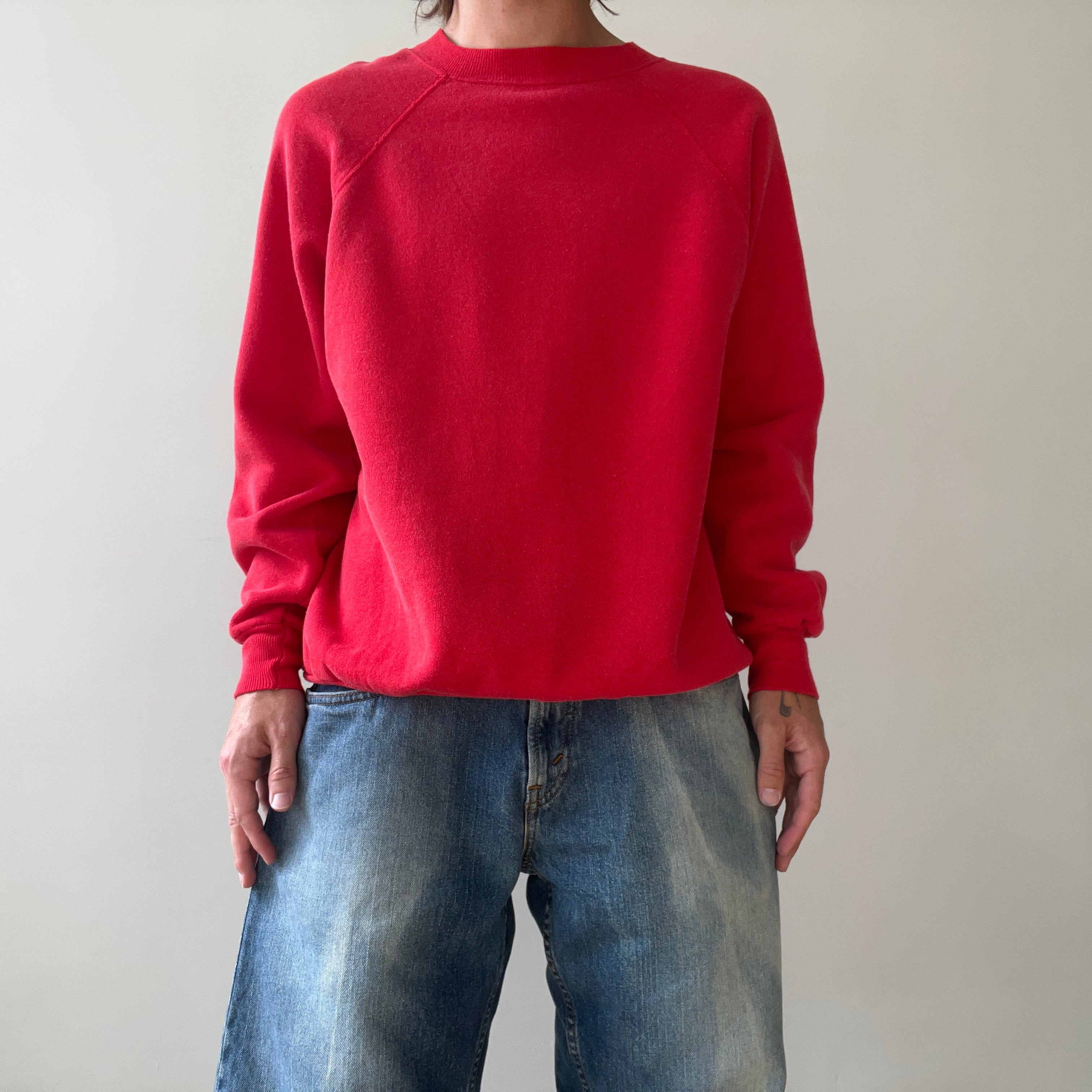 1980s Blank Red Raglan Sweatshirt