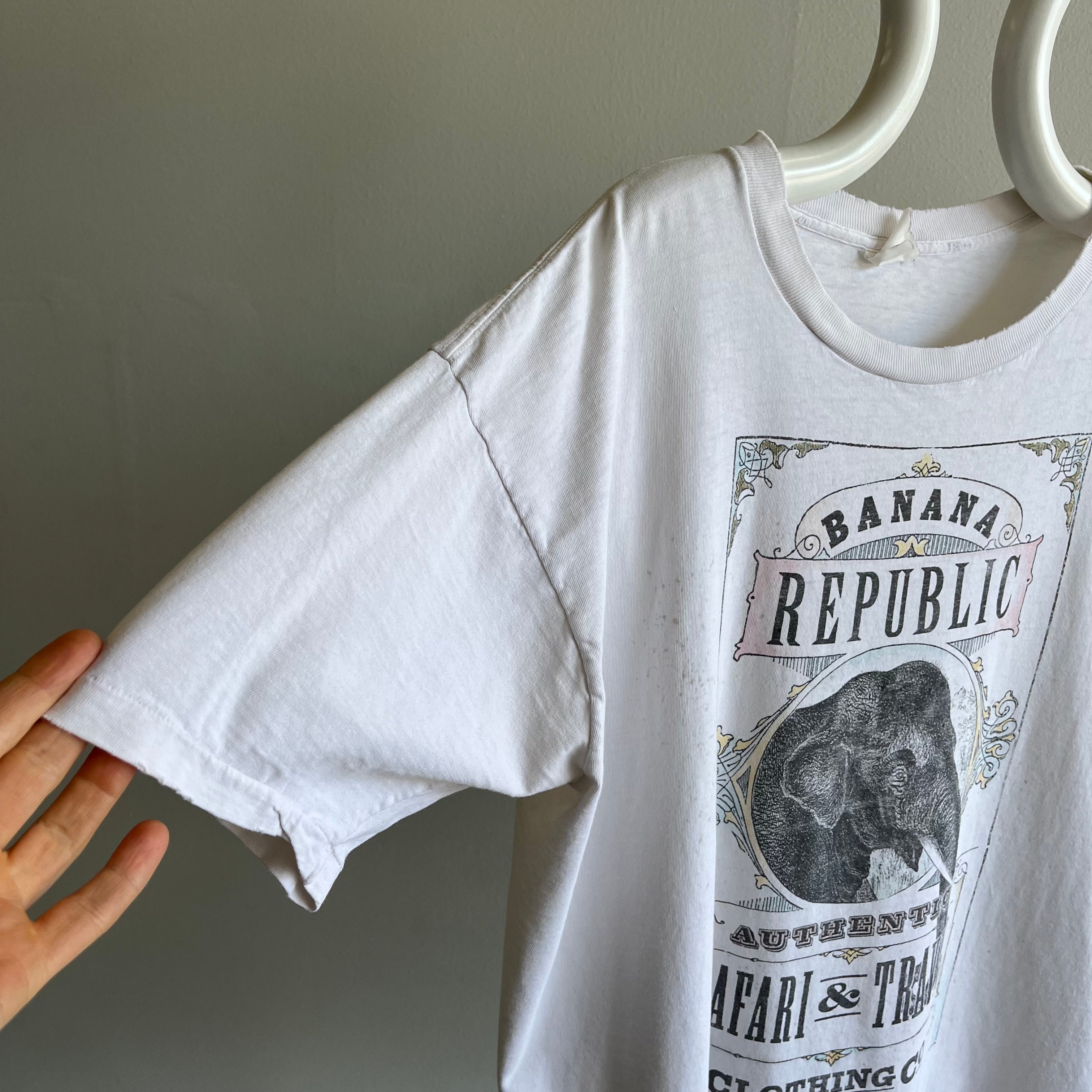 1982 or Earlier Banana Republic Safari and Travel Clothing Co - Tattered T-Shirt