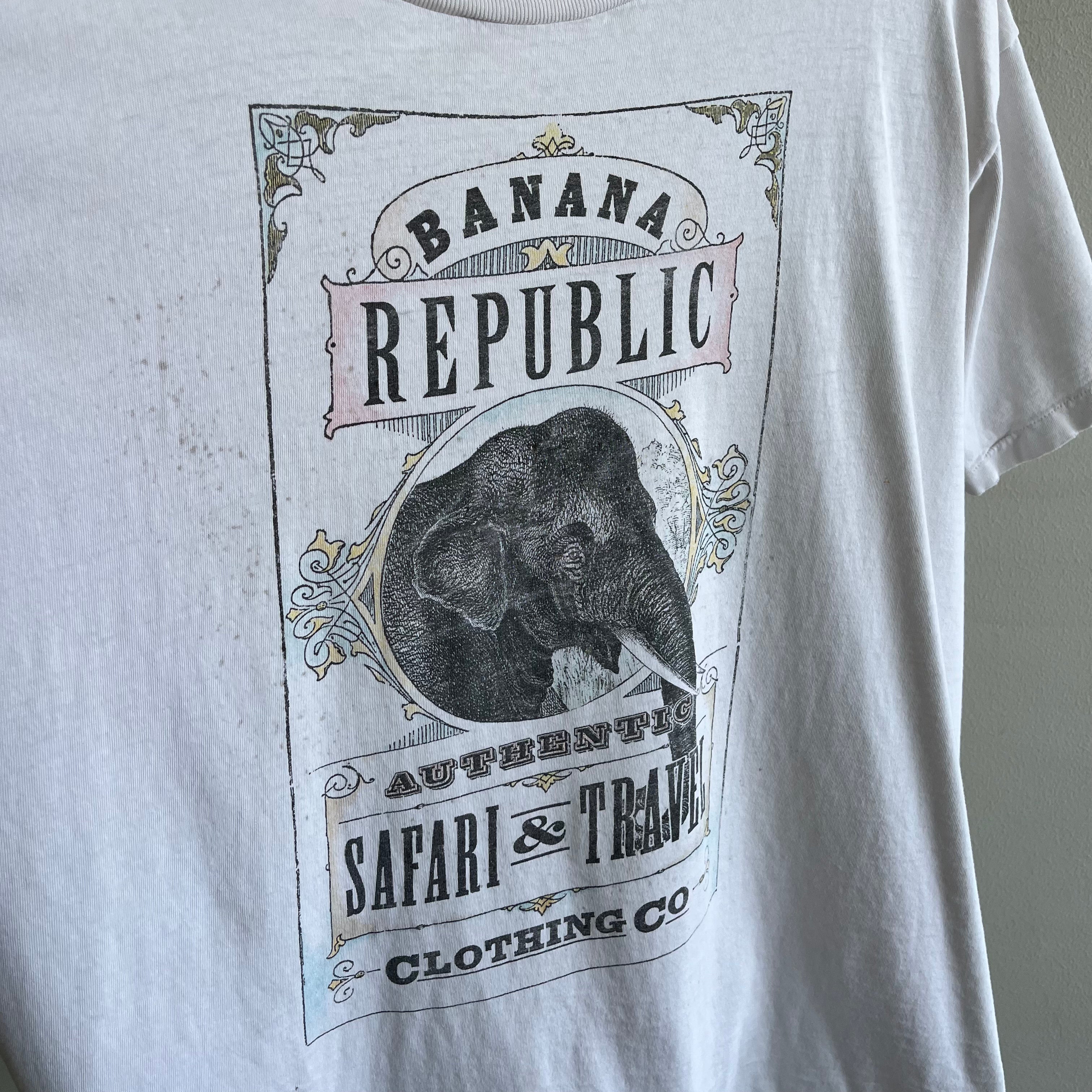 1982 or Earlier Banana Republic Safari and Travel Clothing Co - Tattered T-Shirt