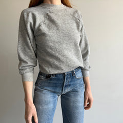 1970s Blank Gray Raglan with DIY Hemline Cut