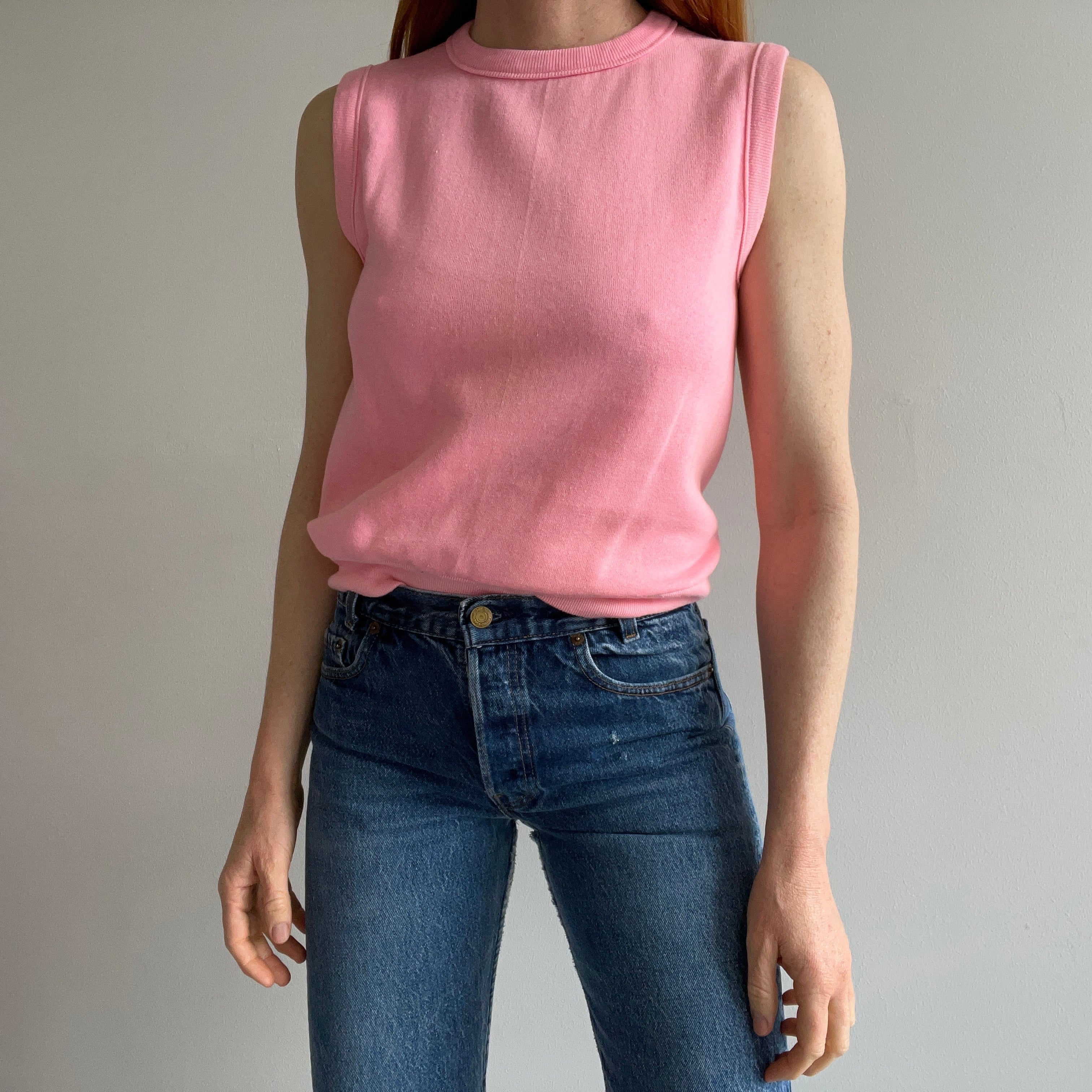 1980s Never WOrn Pale Pink Sweatshirt Vest - Swoon