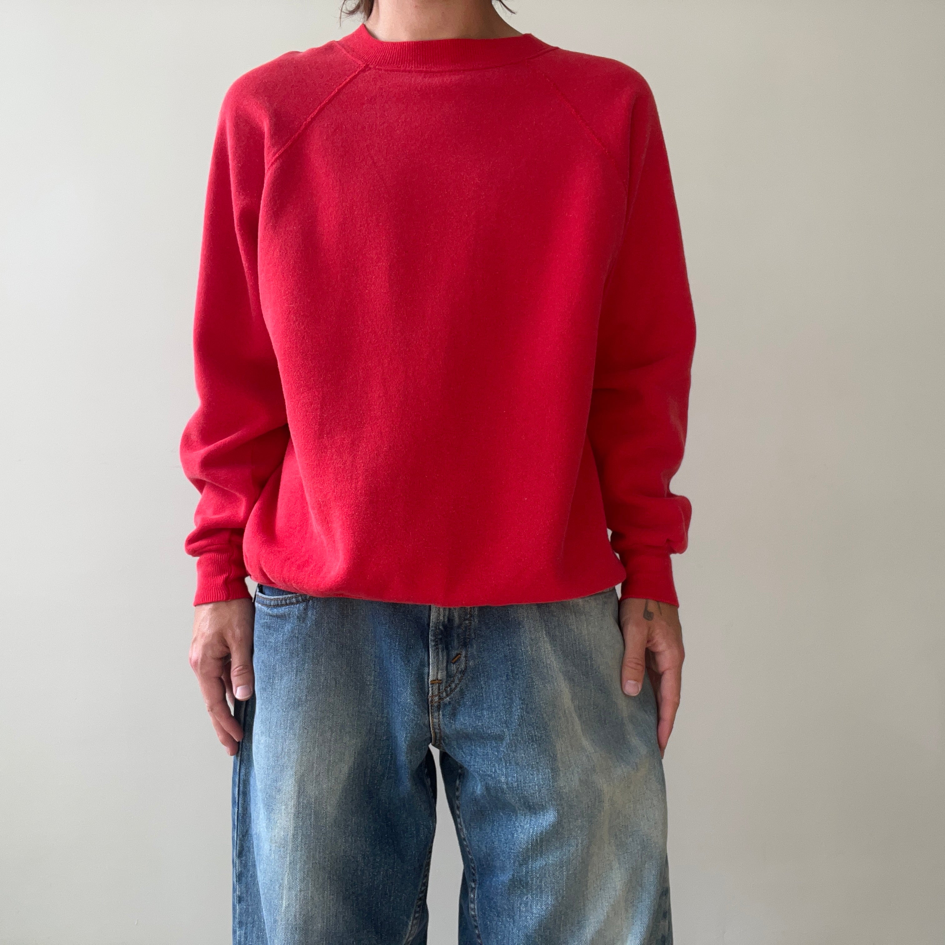 1980s Blank Red Raglan Sweatshirt
