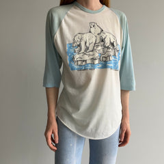 1970/80s Polar Bear Kakabeka Falls, Ontario Canada Aged Baseball T-Shirt