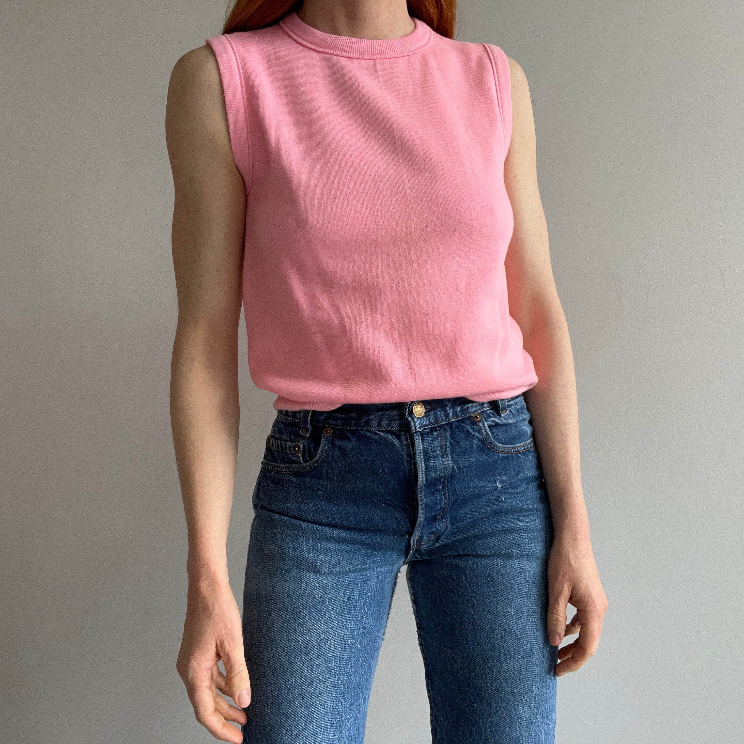 1980s Never WOrn Pale Pink Sweatshirt Vest - Swoon