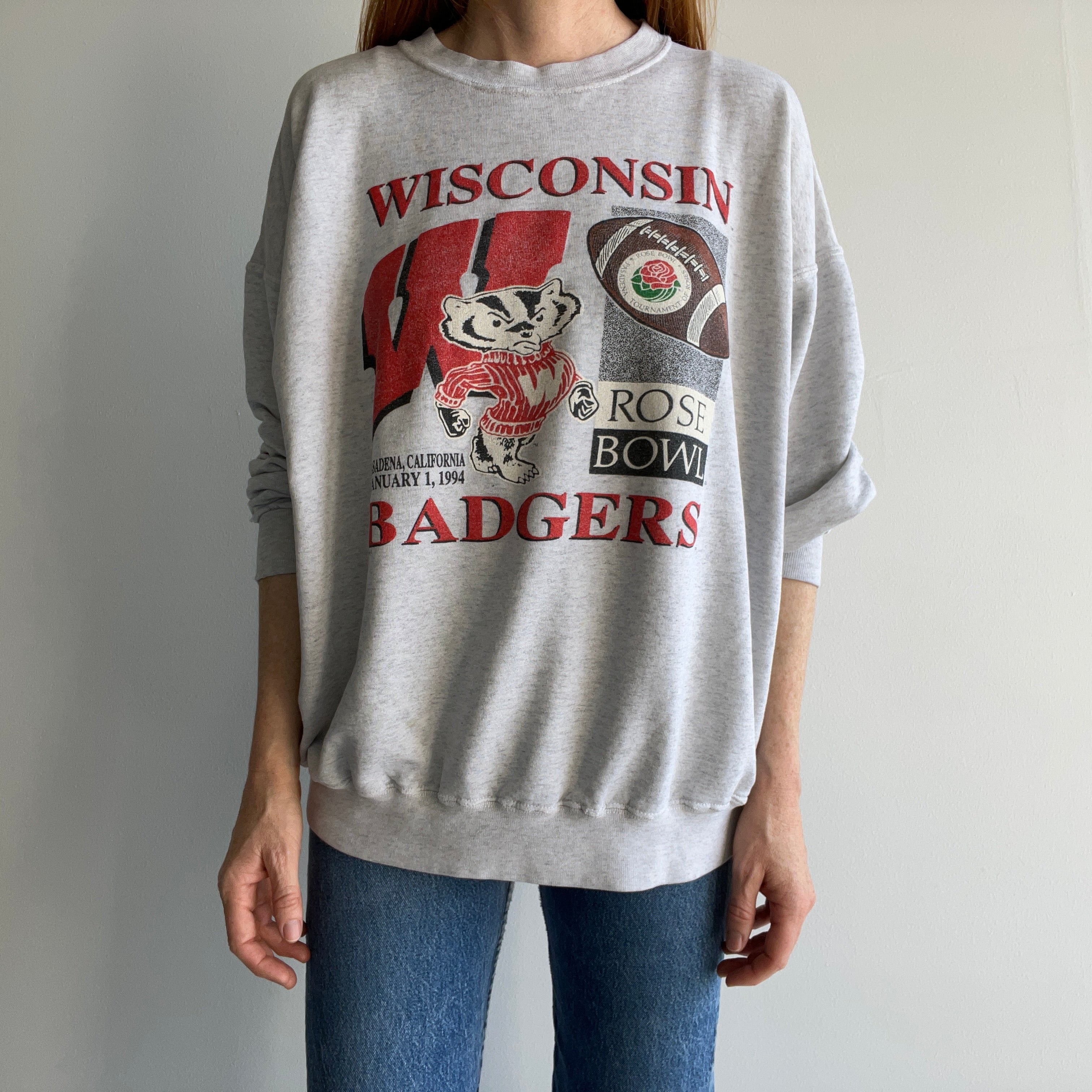 1994 Rose Bowl Wisconsin Badgers Ultra Thin and Tattered Sweatshirt