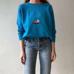 1980s Embroidered Sailboat Sweatshirt