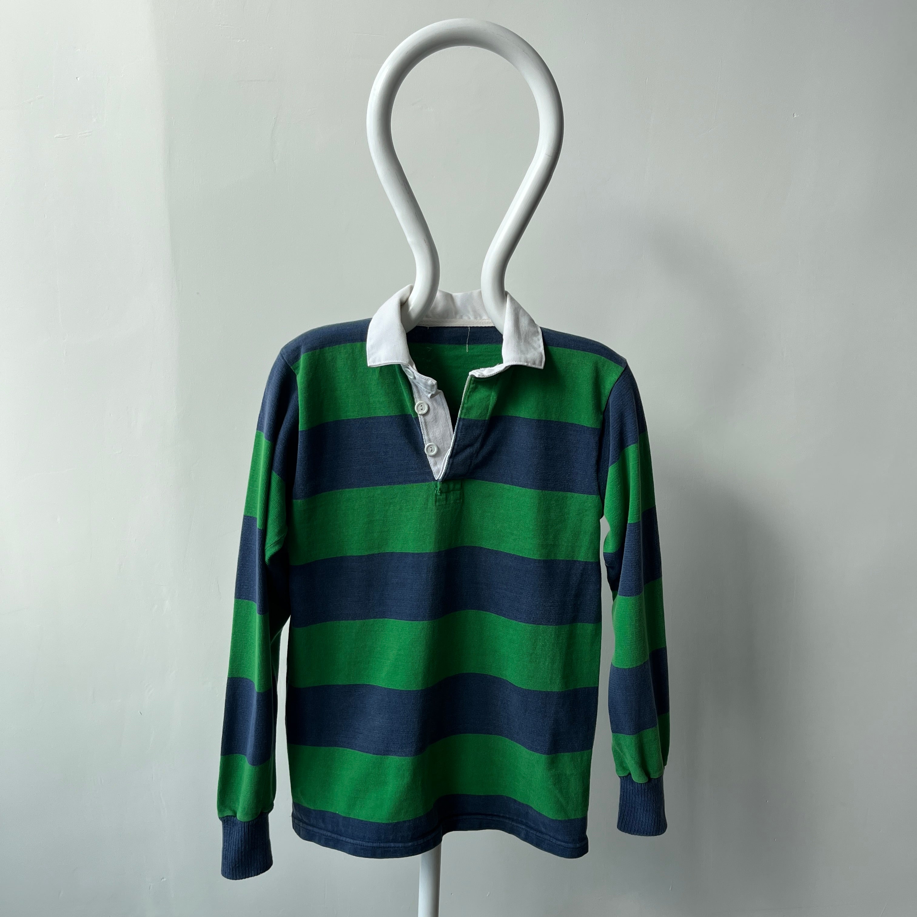 1980s Heavyweight Cotton Navy and Kelly Green Rugby - THIS