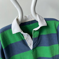 1980s Heavyweight Cotton Navy and Kelly Green Rugby - THIS