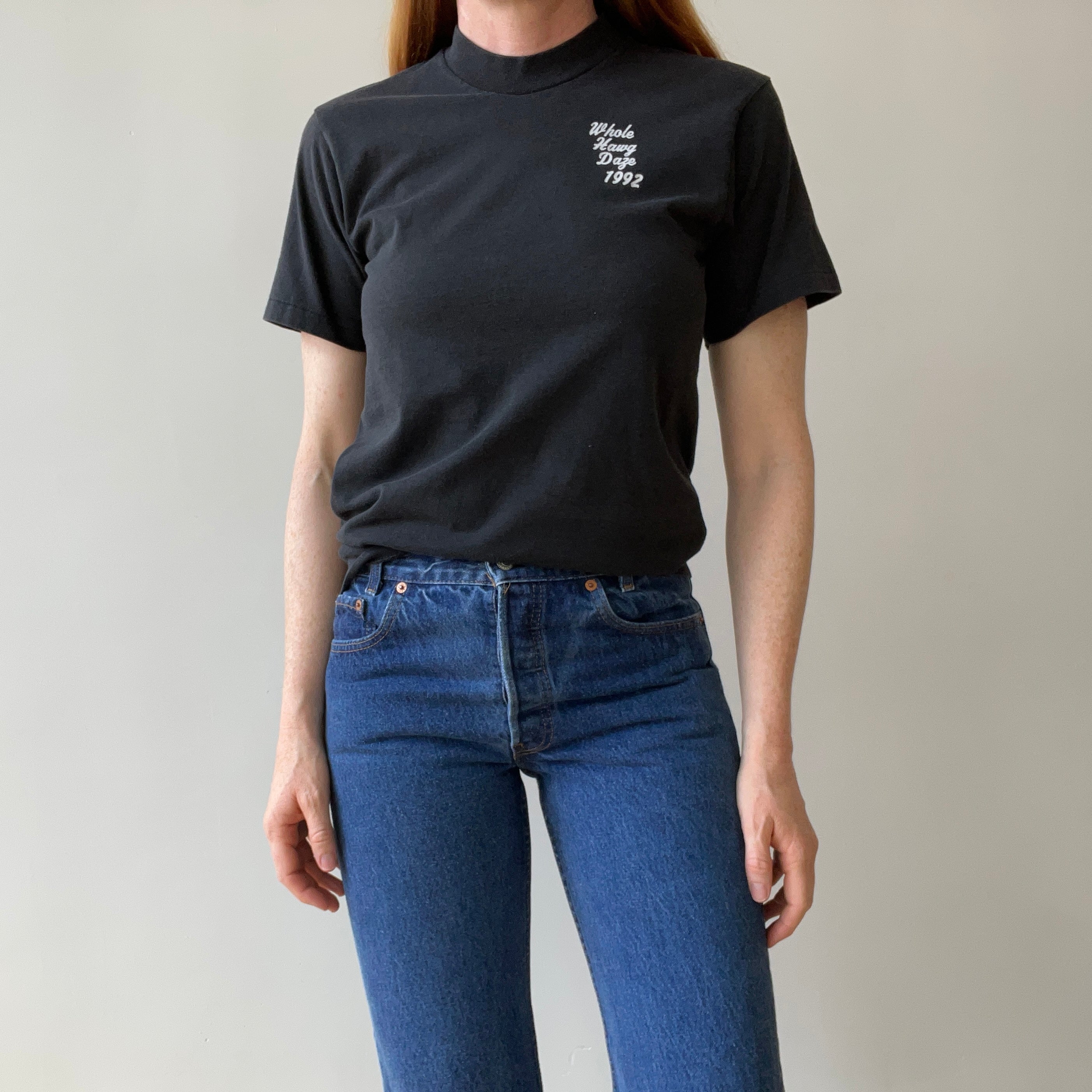 1992 Whole Hawg Daze Motorcycle T-Shirt - WOAH the backside