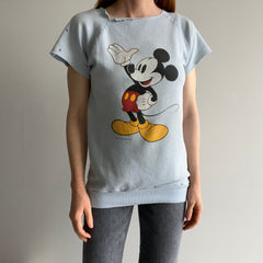 1970s Destroyed and Stained 70s Front and Back Mickey Cut Sleeve Warm Up