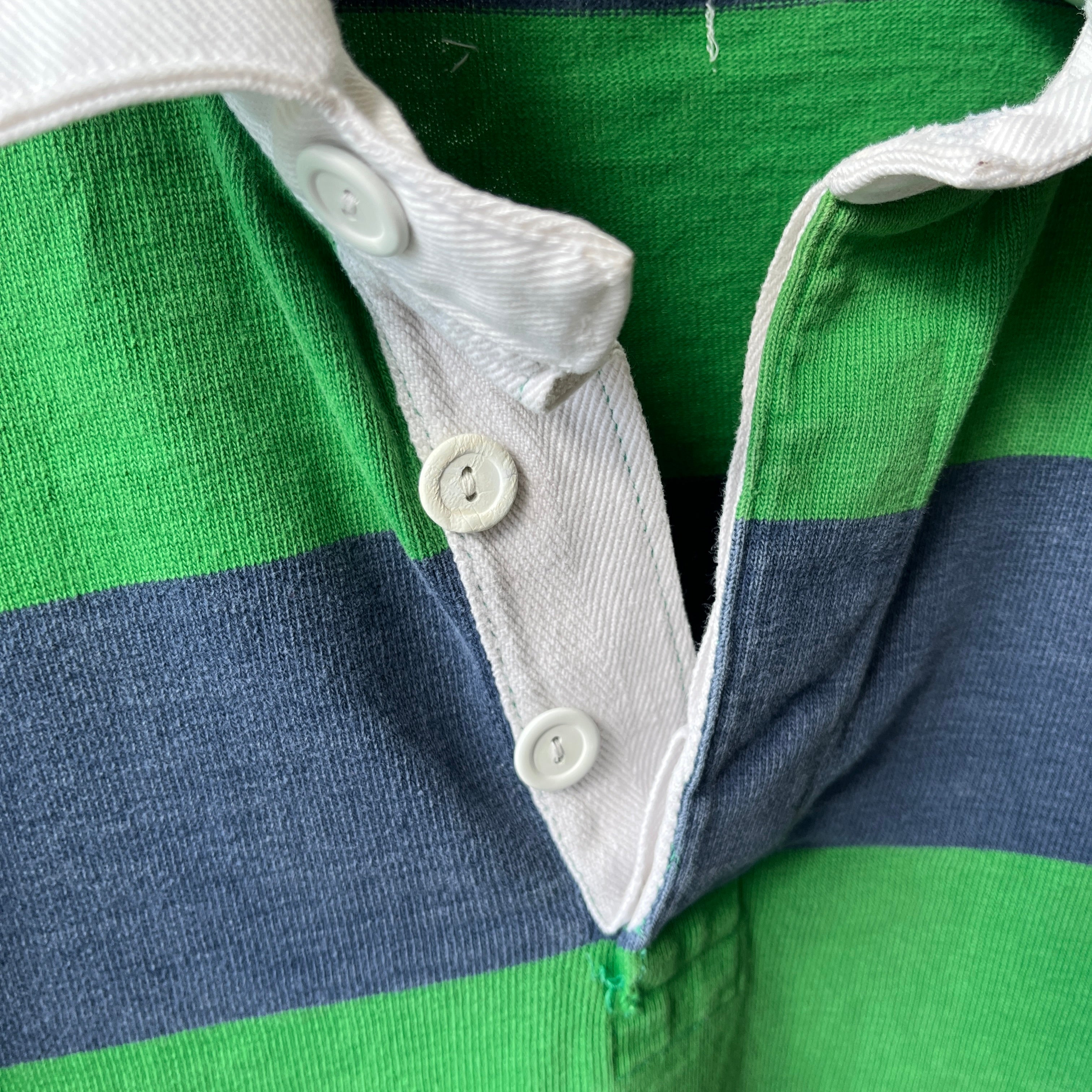 1980s Heavyweight Cotton Navy and Kelly Green Rugby - THIS