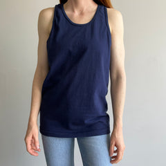 1980s Blank Navy Cotton Tank Top by FOTL