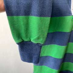 1980s Heavyweight Cotton Navy and Kelly Green Rugby - THIS