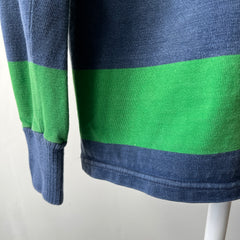 1980s Heavyweight Cotton Navy and Kelly Green Rugby - THIS