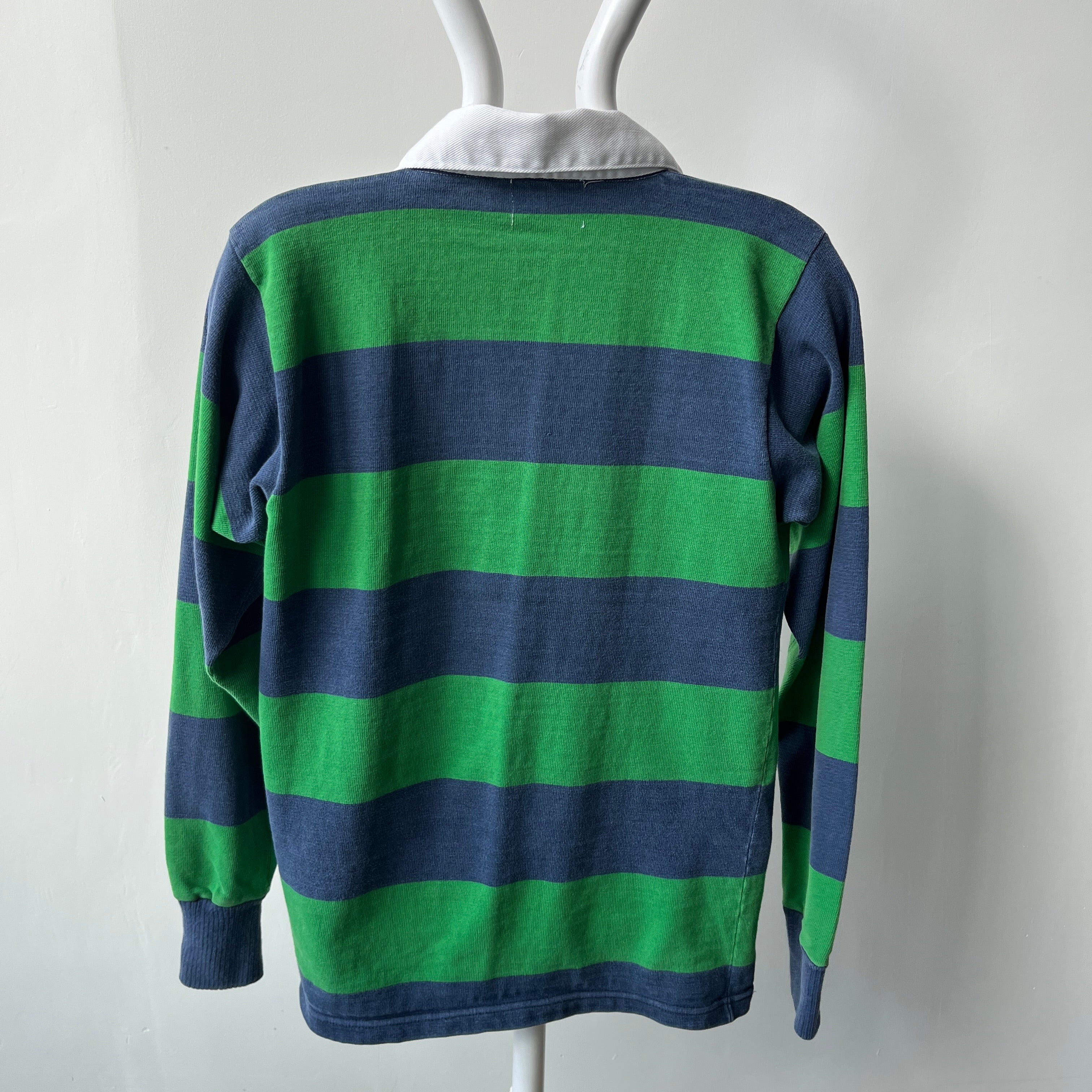 1980s Heavyweight Cotton Navy and Kelly Green Rugby - THIS