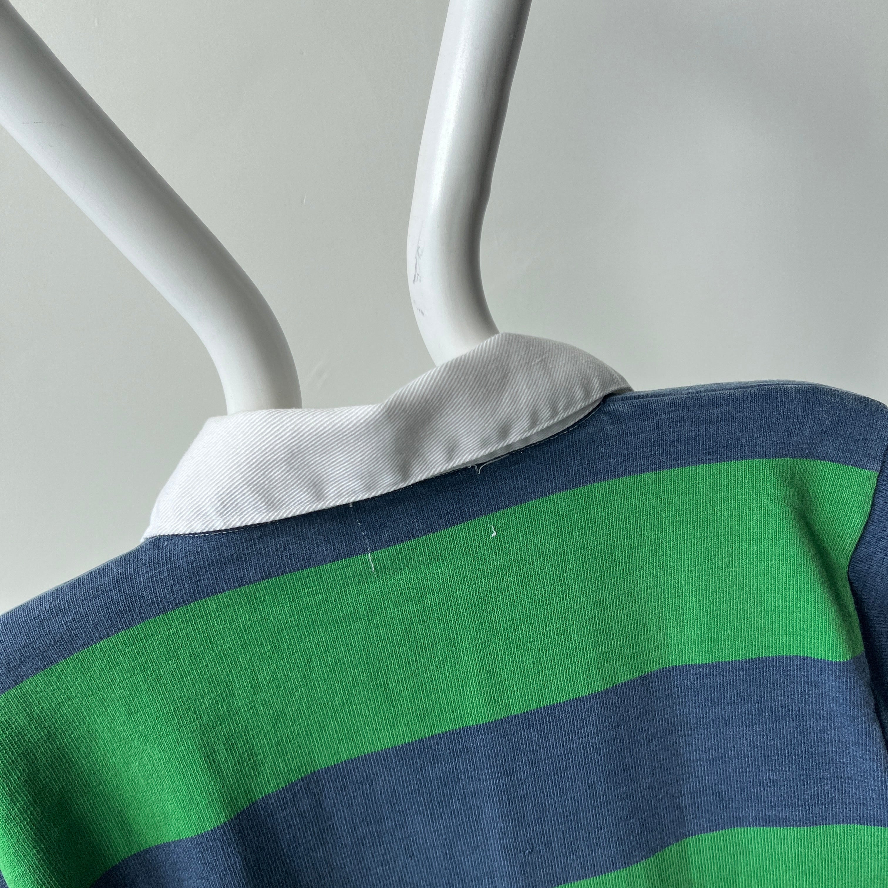 1980s Heavyweight Cotton Navy and Kelly Green Rugby - THIS