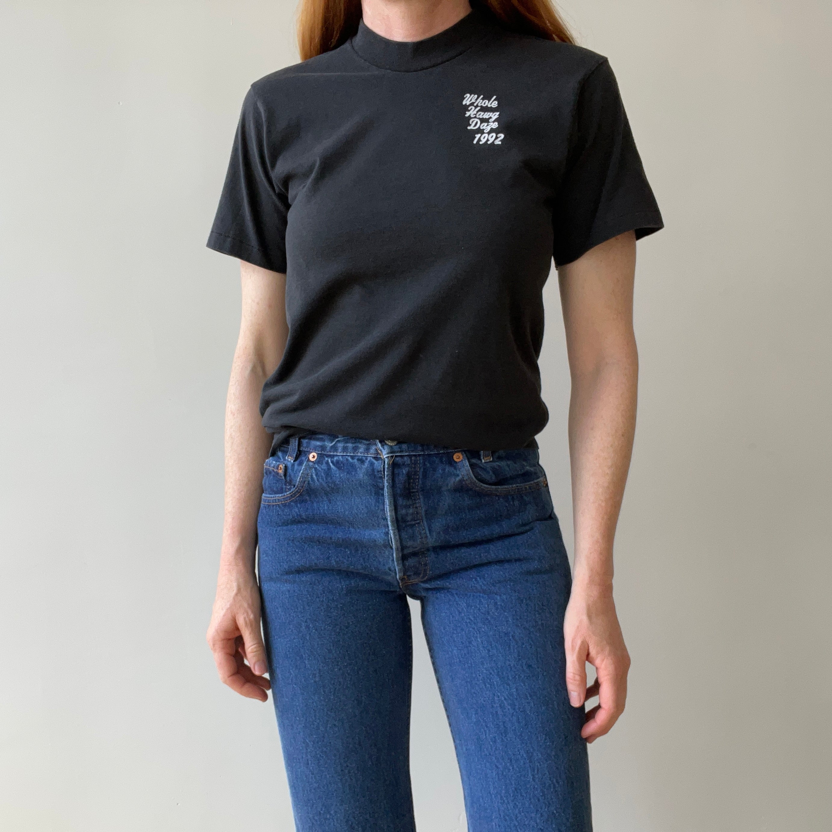 1992 Whole Hawg Daze Motorcycle T-Shirt - WOAH the backside
