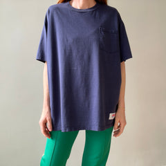 1990s Blank Navy Blue Pocket T Shirt