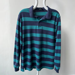 1990s Land's End Long SLeeve Striped Polo Shirt