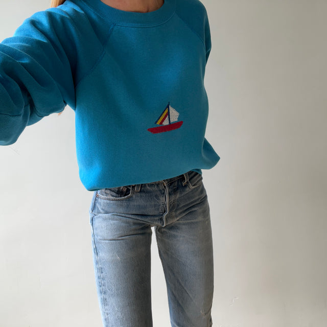 1980s Embroidered Sailboat Sweatshirt