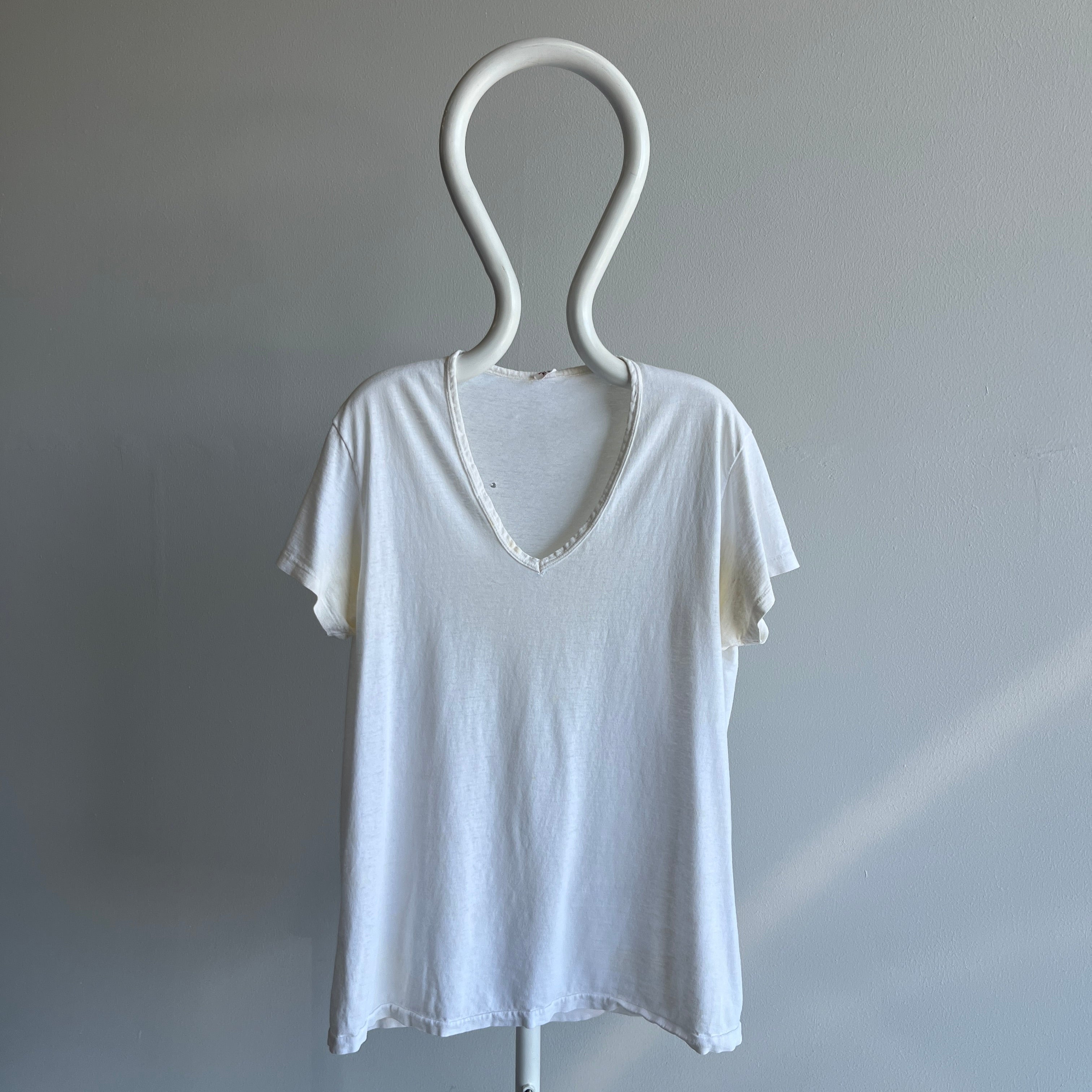 1980s Age Stained and Thin Rolled Neck Hanes 