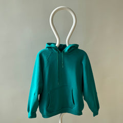 1980s Discus Medium Weight Luxury Teal Hoodie - IYKYK