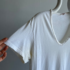 1980s Age Stained and Thin Rolled Neck Hanes 