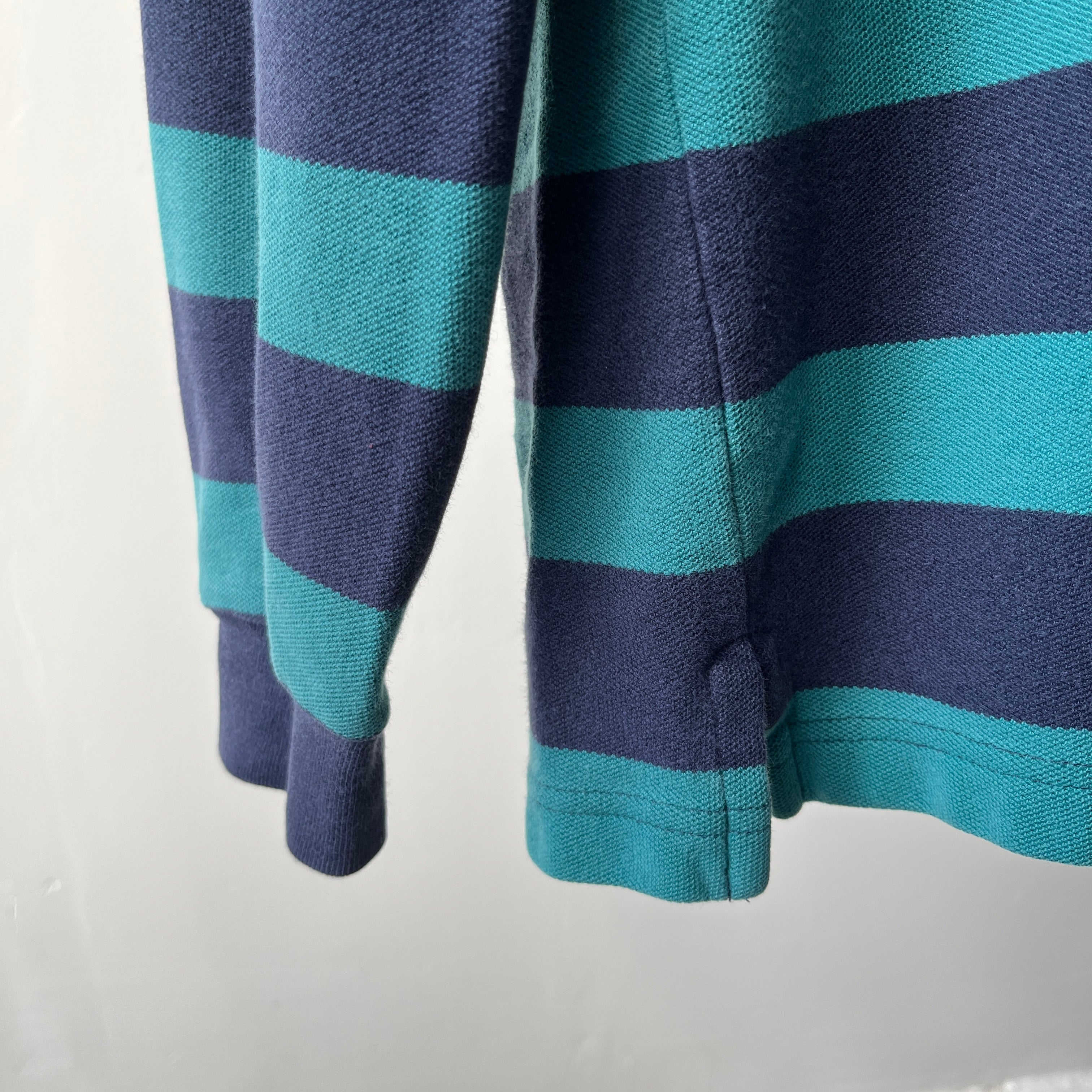 1990s Land's End Long SLeeve Striped Polo Shirt