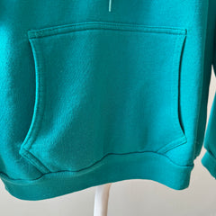 1980s Discus Medium Weight Luxury Teal Hoodie - IYKYK