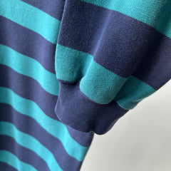 1990s Land's End Long SLeeve Striped Polo Shirt