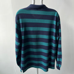 1990s Land's End Long SLeeve Striped Polo Shirt